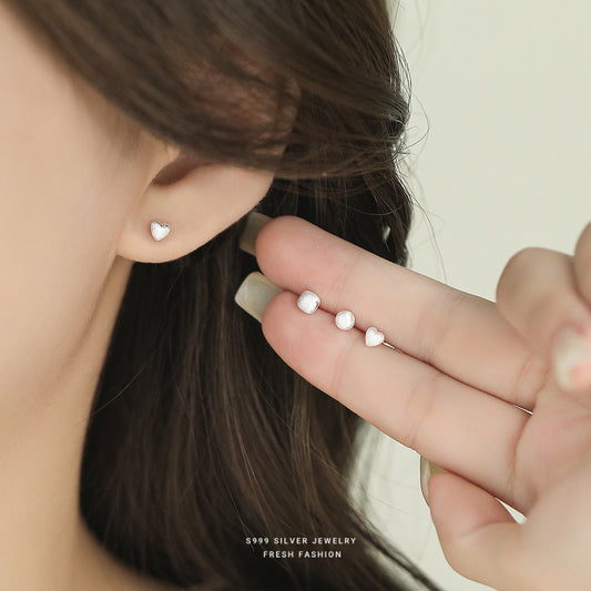 C廠 韓國韓版磨砂拉絲幾何愛心S999純銀耳環批發 折扣@洽客服 26.03.W3「E5509 E5510  E5511」