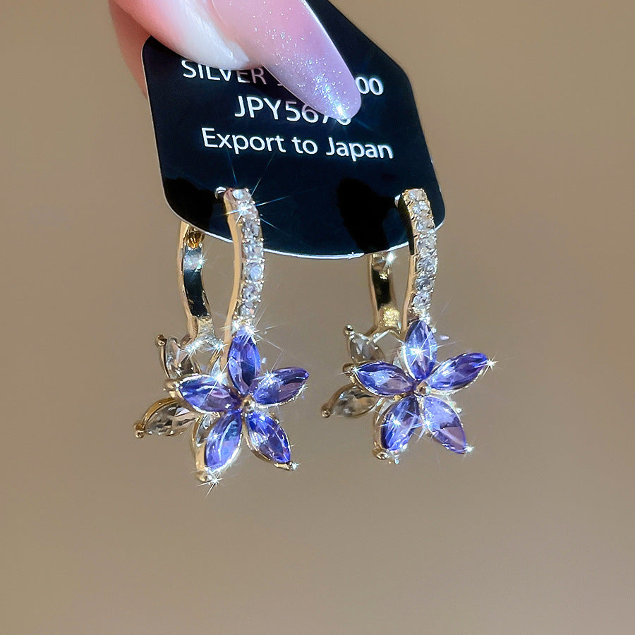 A2廠 韓國韓版鑲鑽花朵銀針耳環 批發 折扣@洽客服 25.12.W4「HE29791」