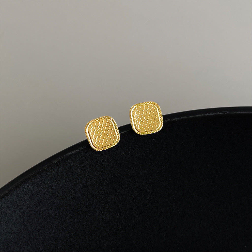 A廠 日韓款碎冰冰方形鍍18k金銀針耳環 批發 折扣@洽客服 25.11.W4「6822」