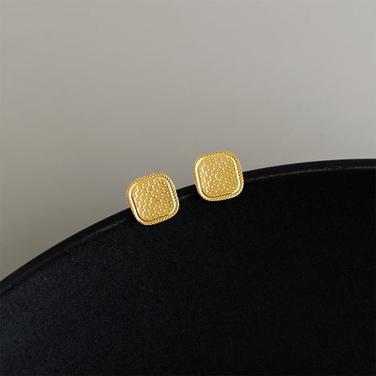 A廠 日韓款碎冰冰方形鍍18k金銀針耳環 批發 折扣@洽客服 25.11.W4「6822」