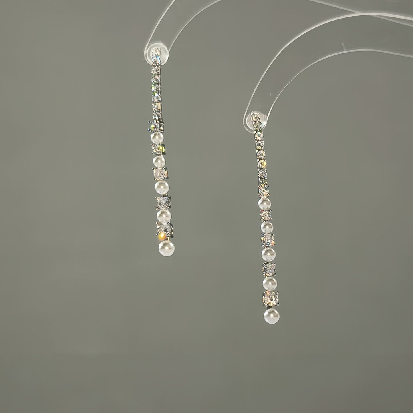 A2廠 韓國韓版超閃鋯石長珍珠流蘇銀針耳環 批發 折扣@洽客服 25.11.W1「HE24410」