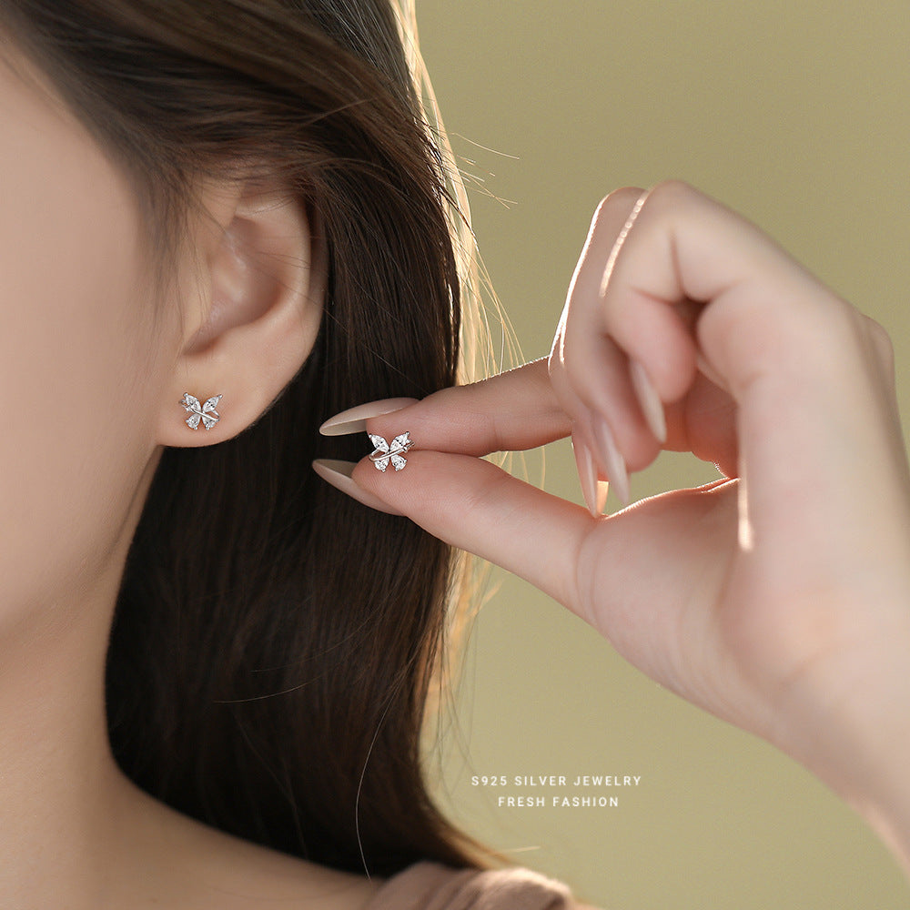 C廠 韓國韓版流星鋯石蝴蝶S925純銀耳環 批發 折扣@洽客服 25.12.W4「E5939」