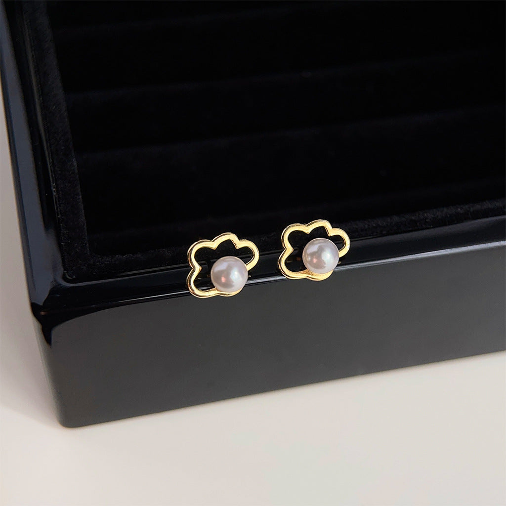 A廠 日韓款鏤空雲朵珍珠銀針耳環 批發 折扣@洽客服 25.11.W4「3770」