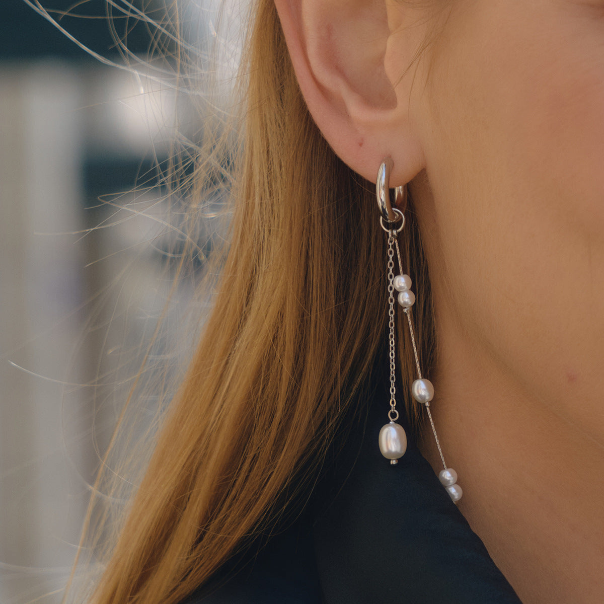 B廠 歐美款原色珍珠鈦鋼鍍18K金耳環批發 折扣@洽客服 26.03.W2「JDE0312239-S」