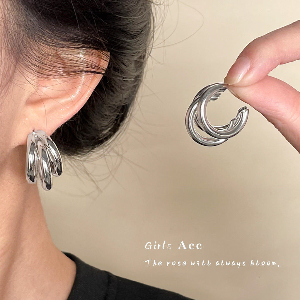 A廠 日韓款 氣質多層C型銀針耳環 批發 折扣@洽客服 25.11.W1「B-514 - B-515」