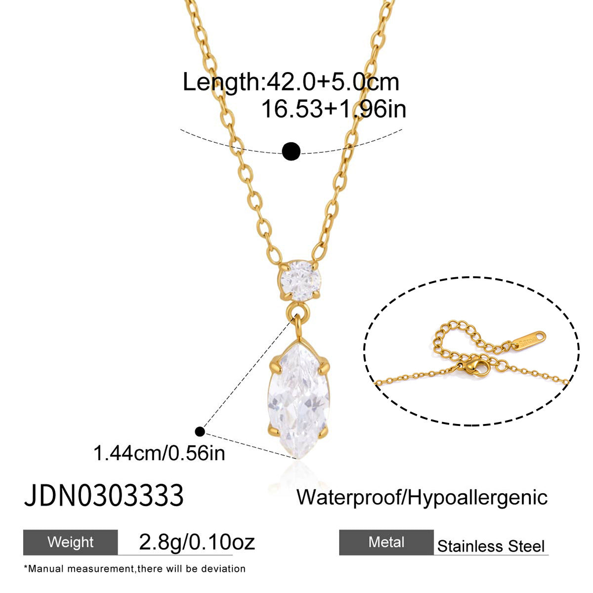 B廠 歐美款 馬眼鋯石鈦鋼鍍18K金項鍊批發 折扣@洽客服 26.07.W3「JDN0303333」