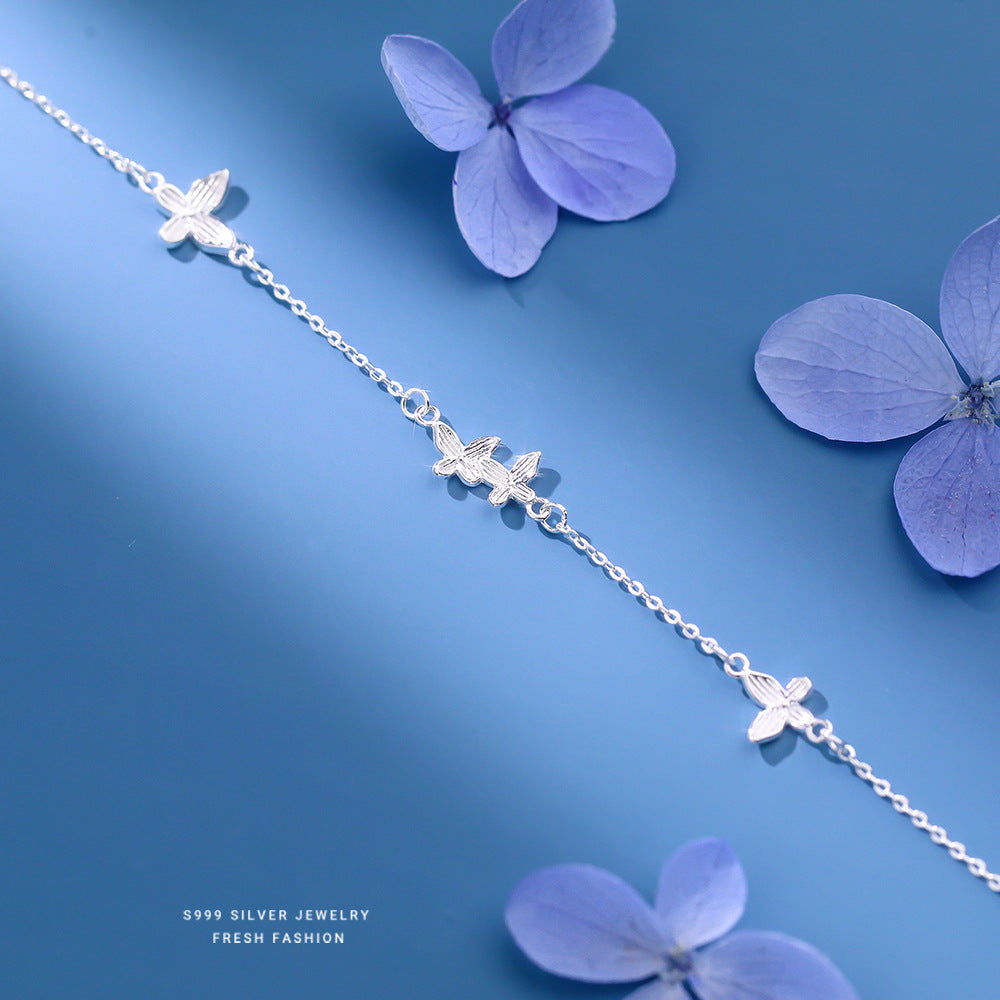 C廠 韓國韓版條紋蝴蝶S999純銀手鍊 批發 折扣@洽客服 25.12.W1「L1235」