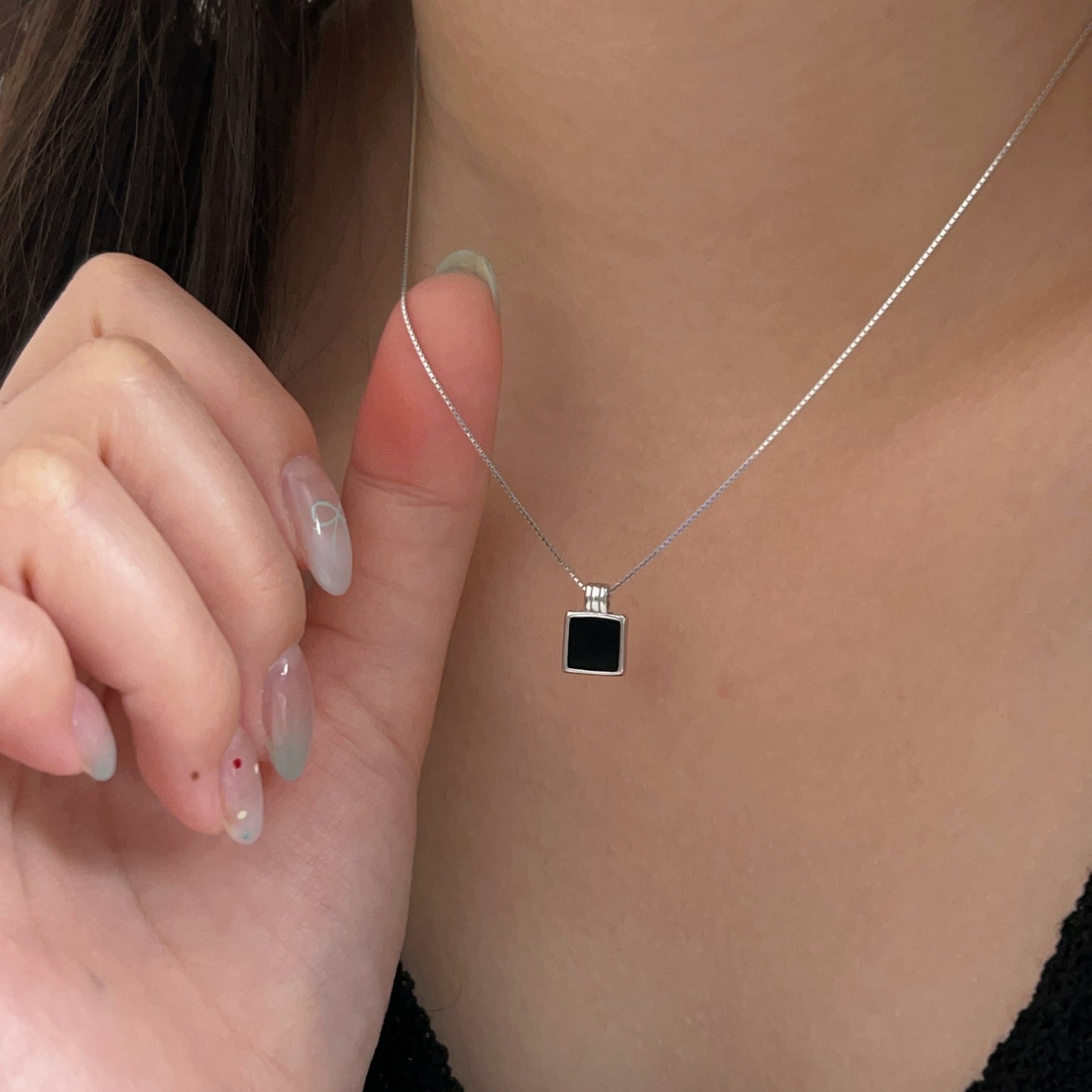 C3廠 韓國韓版幾何方形滴油S925純銀項鍊 批發 折扣@洽客服 25.10.W5「XL012」