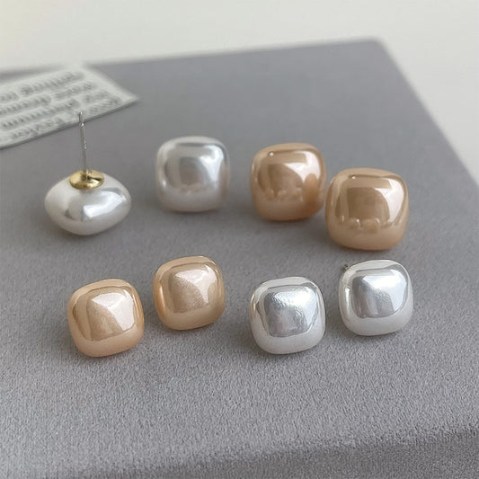 A廠 銅｜日韓款立體方形珍珠銀針耳環 批發 折扣@洽客服 26.02.W3「5869-5872」