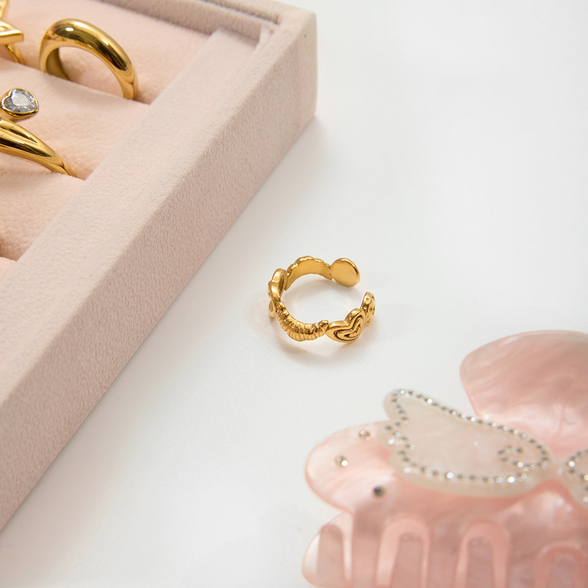 B廠 歐美款 愛心鹼水結開口 鈦鋼鍍18K金戒指 批發 折扣@洽客服 25.10.W5「JDR0208003」