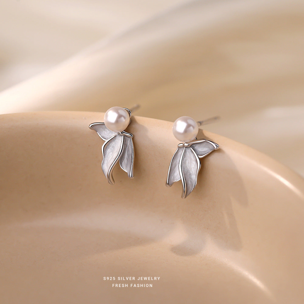 C廠 韓國韓版氣質珍珠魚尾S925純銀耳環 批發 折扣@洽客服 25.12.W4「E5920」