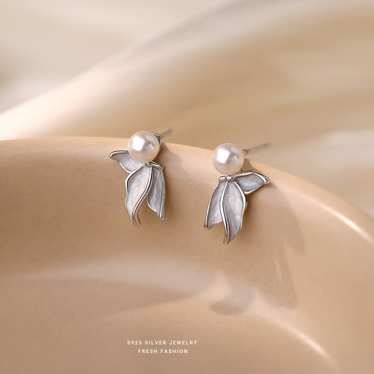 C廠 韓國韓版氣質珍珠魚尾S925純銀耳環 批發 折扣@洽客服 25.12.W4「E5920」