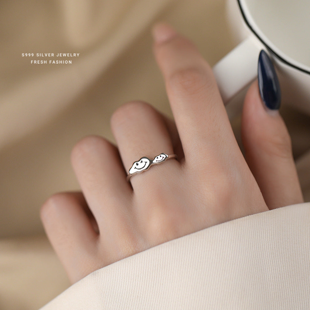 C廠 韓國韓版笑臉雲朵表情S999純銀戒指 批發 折扣@洽客服 25.11.W3「K2414」