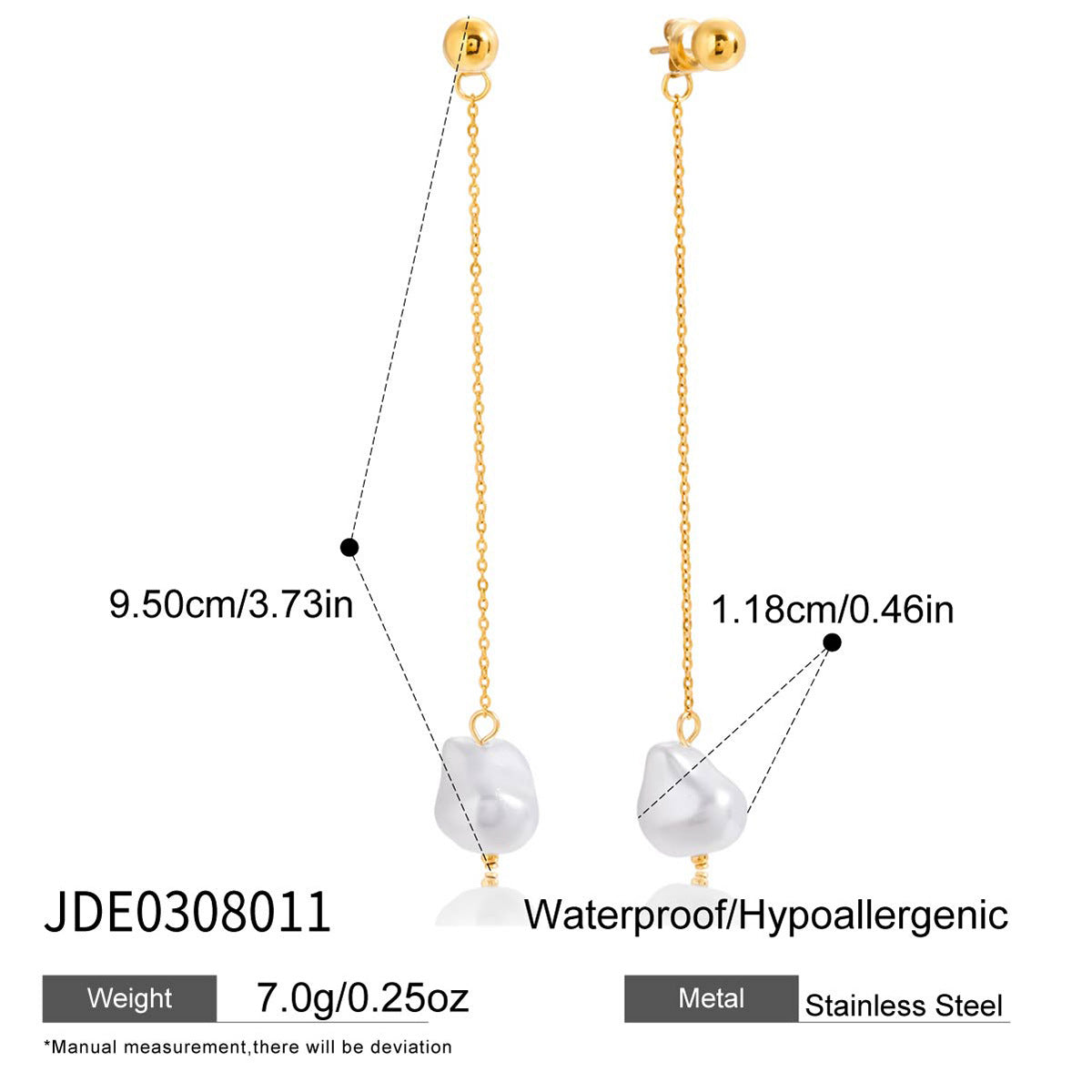 B廠 歐美款 EMMA 亞克力珍珠鈦鋼鍍18K金耳環 批發 折扣@洽客服 25.11.W2 「JDE0207041」