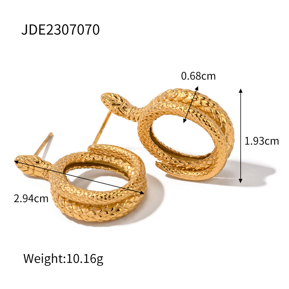 D廠【JDE2307070】18K真金不銹鋼蛇形耳環 23.08.W1