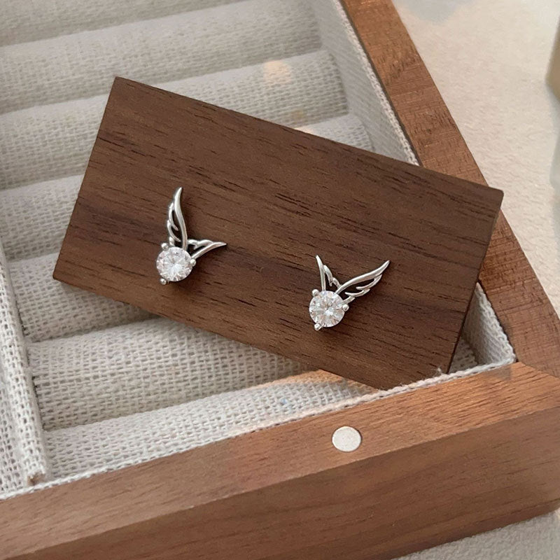 C3廠 韓國韓版鑲嵌天使之翼S999足銀耳環 批發 折扣@洽客服 25.10.W5「SES104」