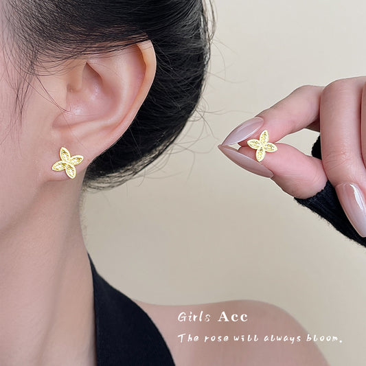 A廠 日韓款碎冰冰花朵鍍18k金銀針耳環 批發 折扣@洽客服 25.11.W4「6824」