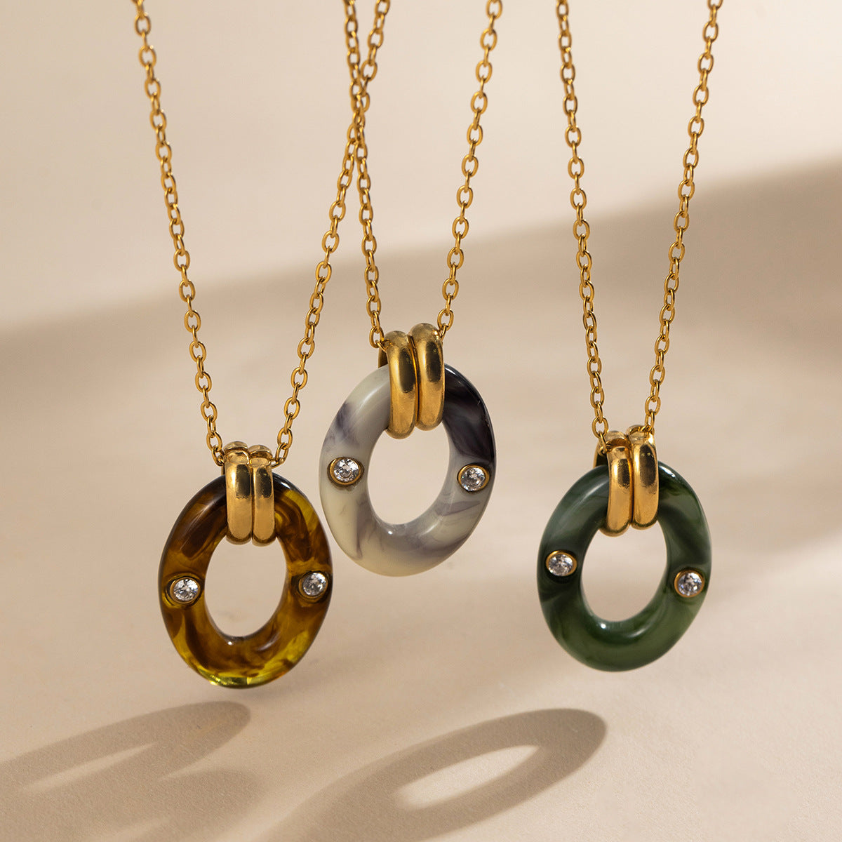 B廠 鈦鋼鍍18K金｜ 暈染樹脂項鍊 批發 折扣@洽客服 26.01.W2「JDN0310027」