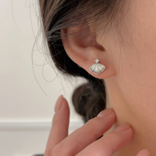 C3廠 韓國韓版優雅貝殼鑲嵌S999足銀耳環批發 折扣@洽客服 25.03.W2「ses106」