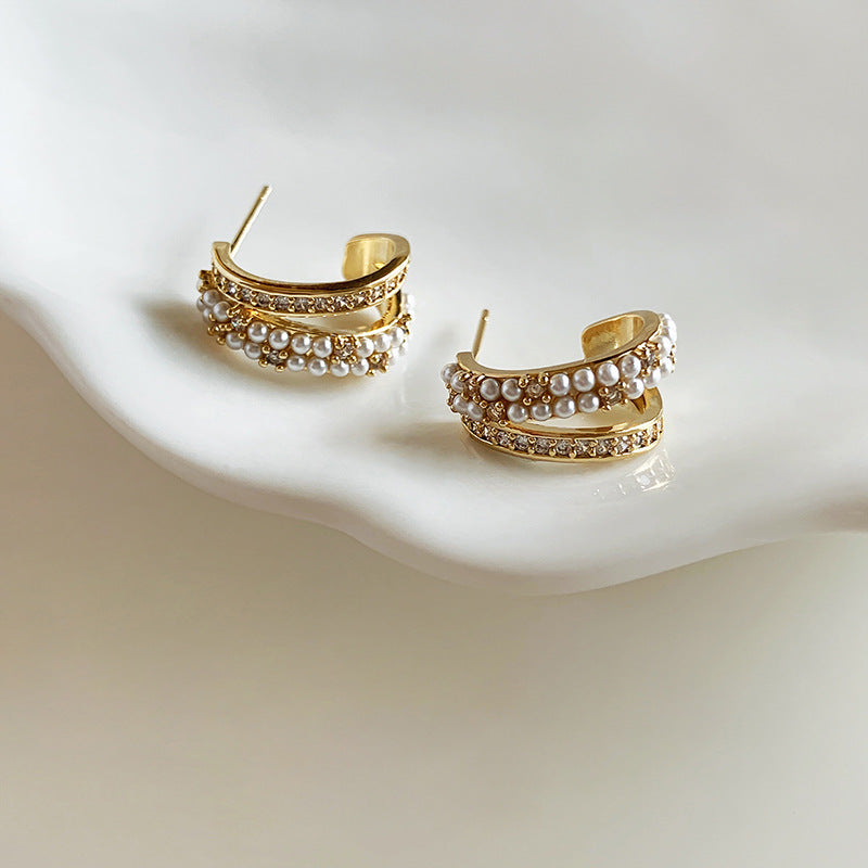 A2廠 韓國韓版鋯石珍珠電鍍14k真金銀針耳環 批發 折扣@洽客服 25.12.W3「HE29348-1」