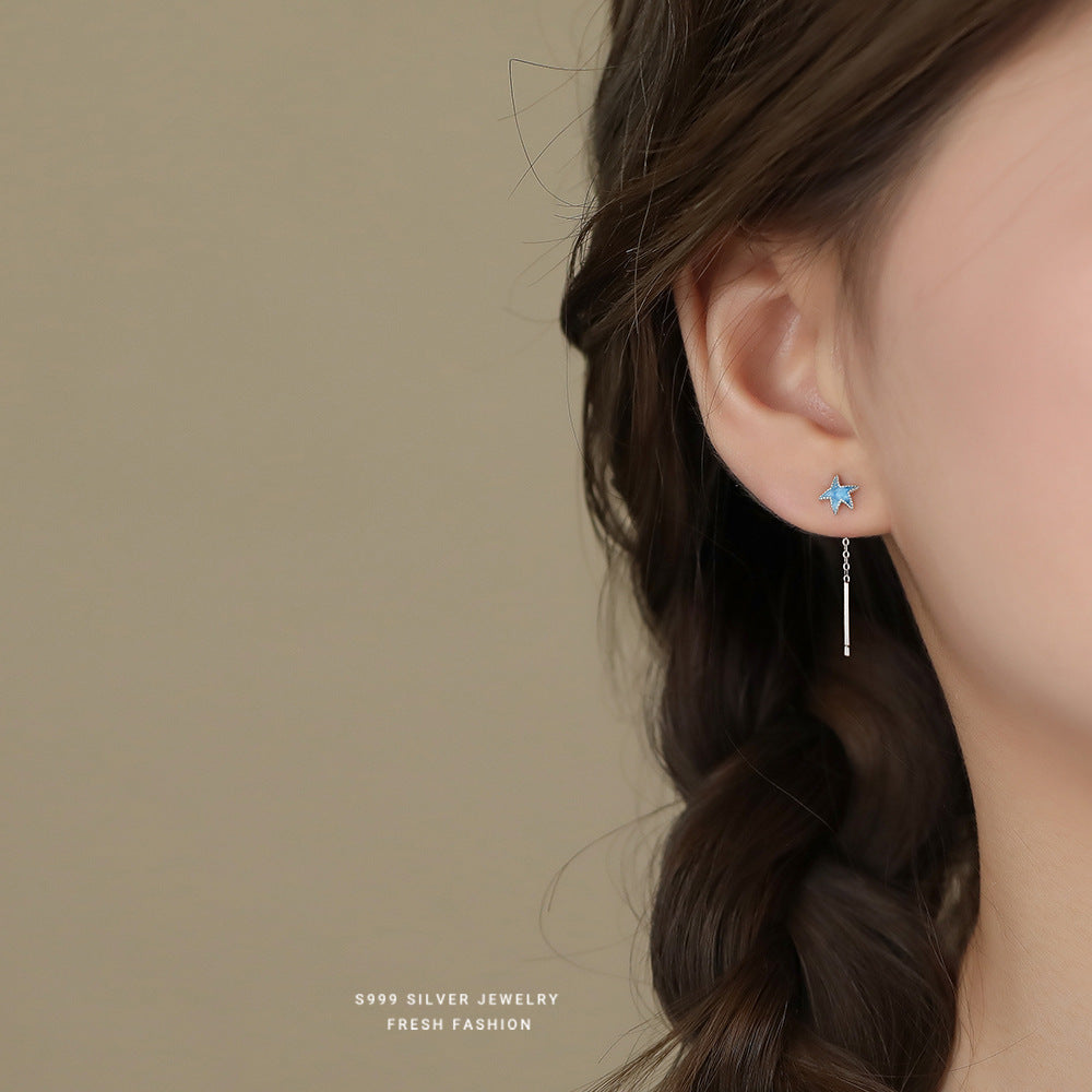 C廠 韓國韓版藍色小海星S999純銀耳線 批發 折扣@洽客服 24.11.W2「E5322」