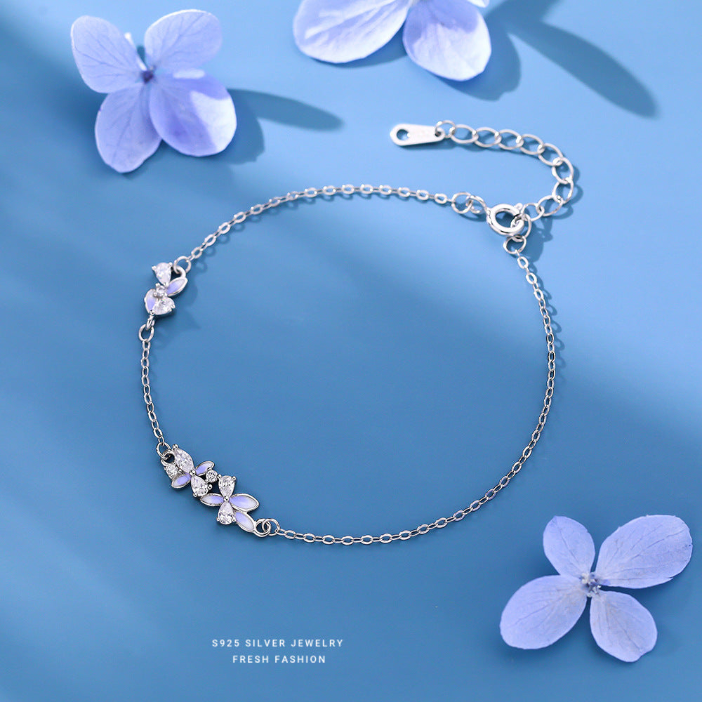 C廠 韓國韓版紫色滴膠繁花S925純銀手鍊 批發 折扣@洽客服 25.12.W2「L1236」