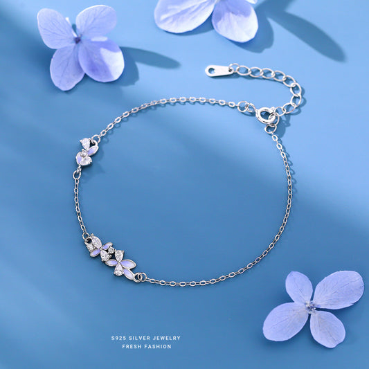 C廠 韓國韓版紫色滴膠繁花S925純銀手鍊 批發 折扣@洽客服 25.12.W2「L1236」