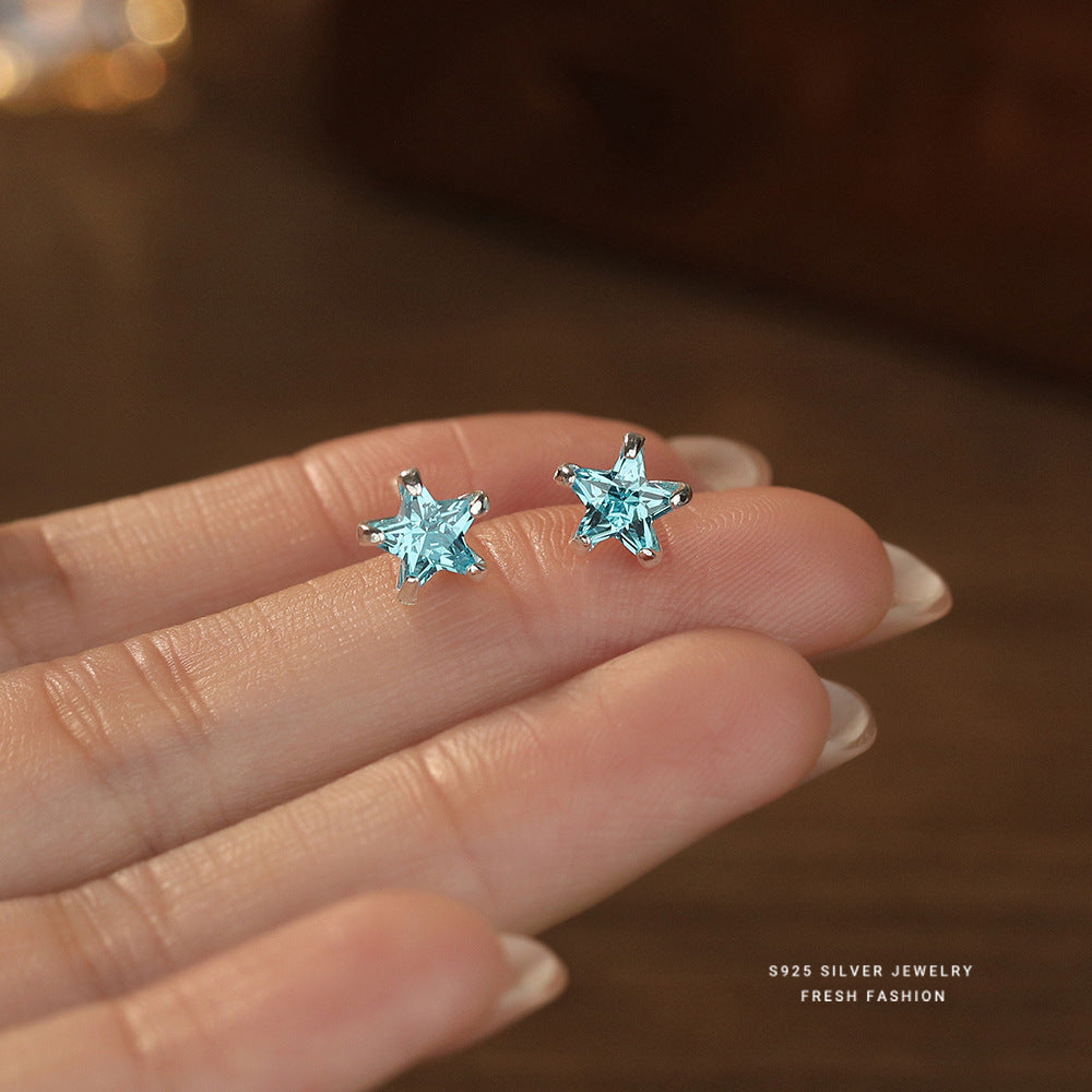 C廠 韓國韓版海藍五角星 S925純銀耳環 批發 折扣@洽客服 25.12. W2「E5846」