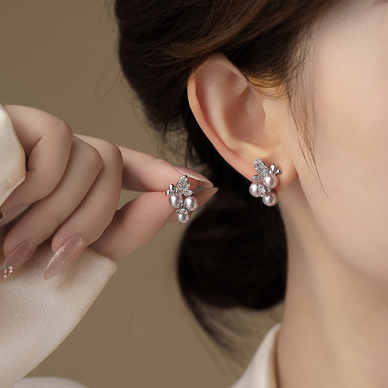 A2廠 韓國韓版鑲鑽花珍珠銀針耳環 批發 折扣@洽客服 25.12.W4「HE29842」