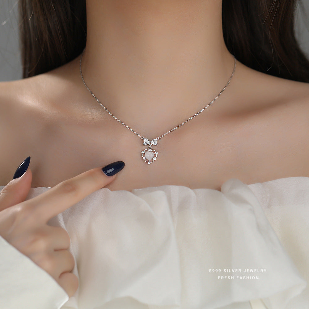 C廠 韓國韓版蝴蝶結愛心S999純銀項鍊 批發 折扣@洽客服 25.11.W1「A4536」