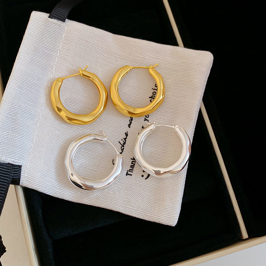 A2廠 韓國韓版褶皺幾何圓形電鍍18K真金銀針耳環 批發 折扣@洽客服 25.10.W5「WE4772」