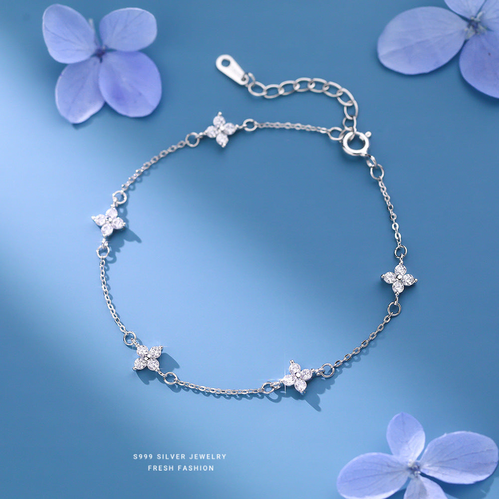 C廠 韓國韓版彩色四葉草S999純銀手鍊 批發 折扣@洽客服 25.12.W3「L1241」