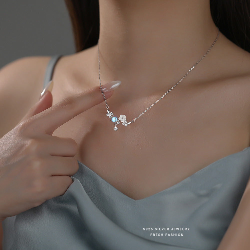 C廠 韓國韓版月光石山茶花S925純銀項鍊 批發 折扣@洽客服 25.11.26「A4629」