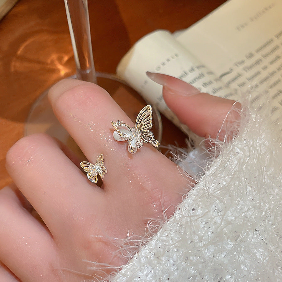 A2廠 韓國韓版鋯石蝴蝶銅開口戒指 批發 折扣@洽客服 26.02.W3「HR2931」