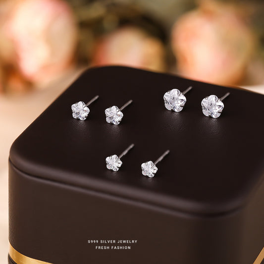 C廠 韓國韓版養耳洞～四爪鋯石花朵S925純銀耳環 批發 折扣@洽客服 25.11.W3「E3512-1」