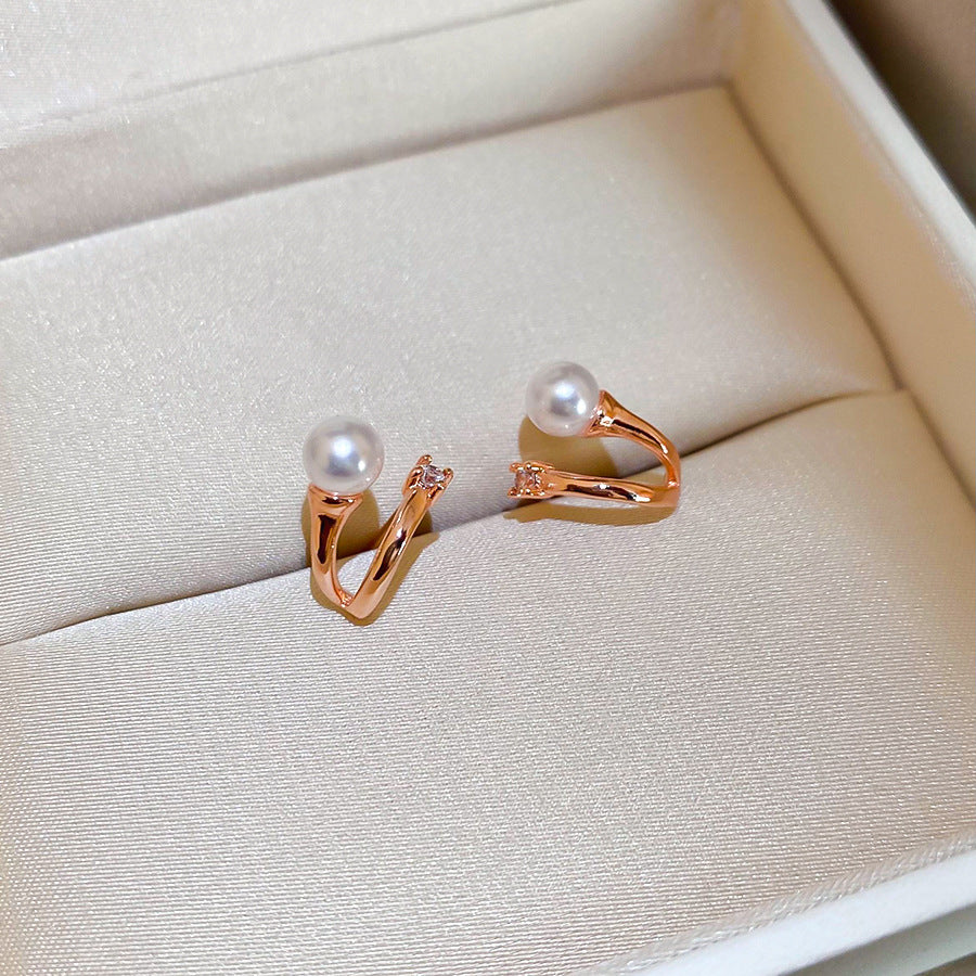 A2 韓國韓版鑲鋯石珍珠雙層鈦鋼銀針耳環 批發 折扣@洽客服 26.02.W3「HE30610」