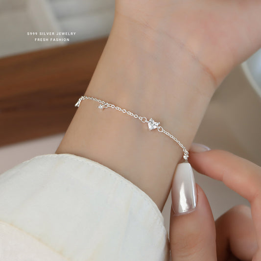 C廠 韓國韓版簡約鋯石愛心S999純銀手鍊 批發 折扣@洽客服 26.03.W4「L1117」