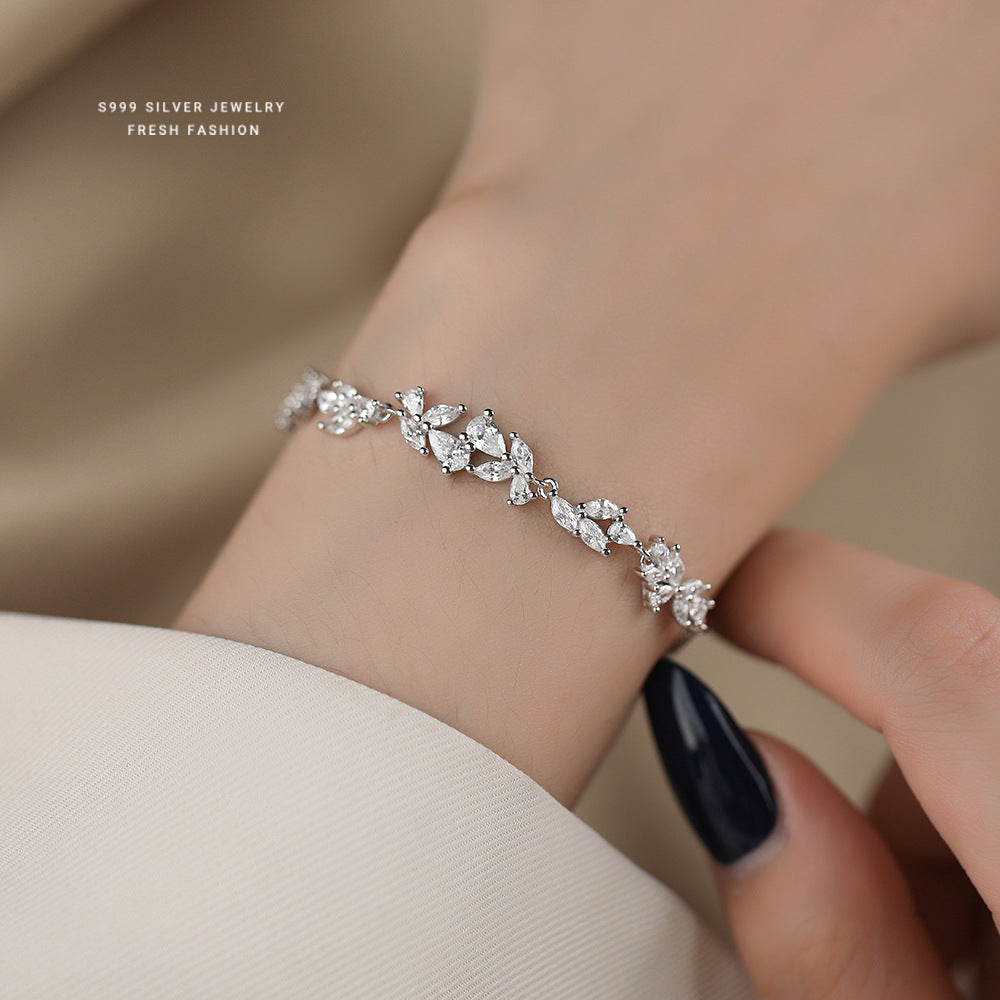 C廠 韓國韓版小清新鋯石紫藤花S999純銀手鍊 批發 折扣@洽客服 24.11.W2「L1140」