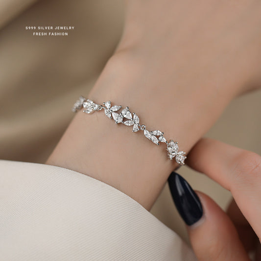 C廠 韓國韓版小清新鋯石紫藤花S999純銀手鍊 批發 折扣@洽客服 24.11.W2「L1140」