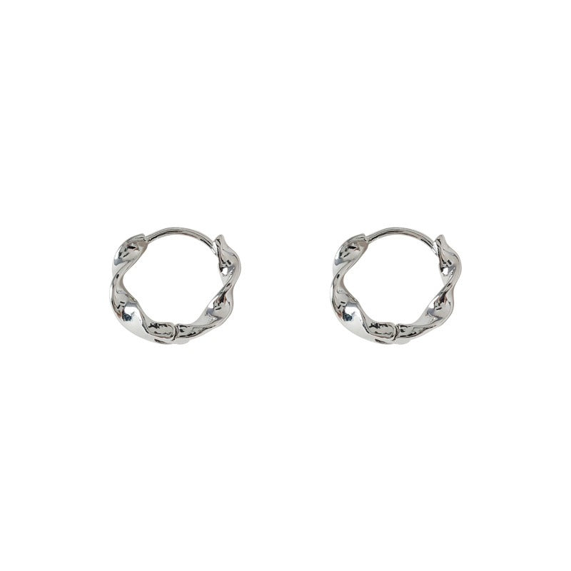 A廠 韓系款簡約扭圈圓形金屬銀針銀針耳環 批發 折扣@洽客服 25.12.W1「282」