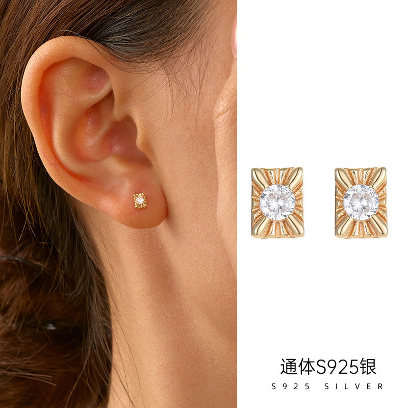 C廠 韓系刻面小方塊S925純銀/鍍14K金耳環批發 折扣@洽客服 26.08.W2「ES4005」