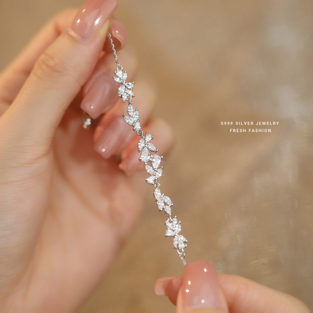 C廠 韓國韓版小清新鋯石紫藤花S999純銀手鍊 批發 折扣@洽客服 24.11.W2「L1140」