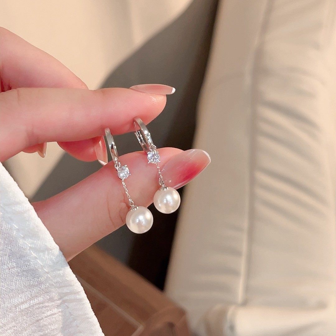 A2廠 鈦鋼｜韓國韓版復古鋯石流蘇珍珠銀針耳環 批發 折扣@洽客服 26.01.W4「HE30416」