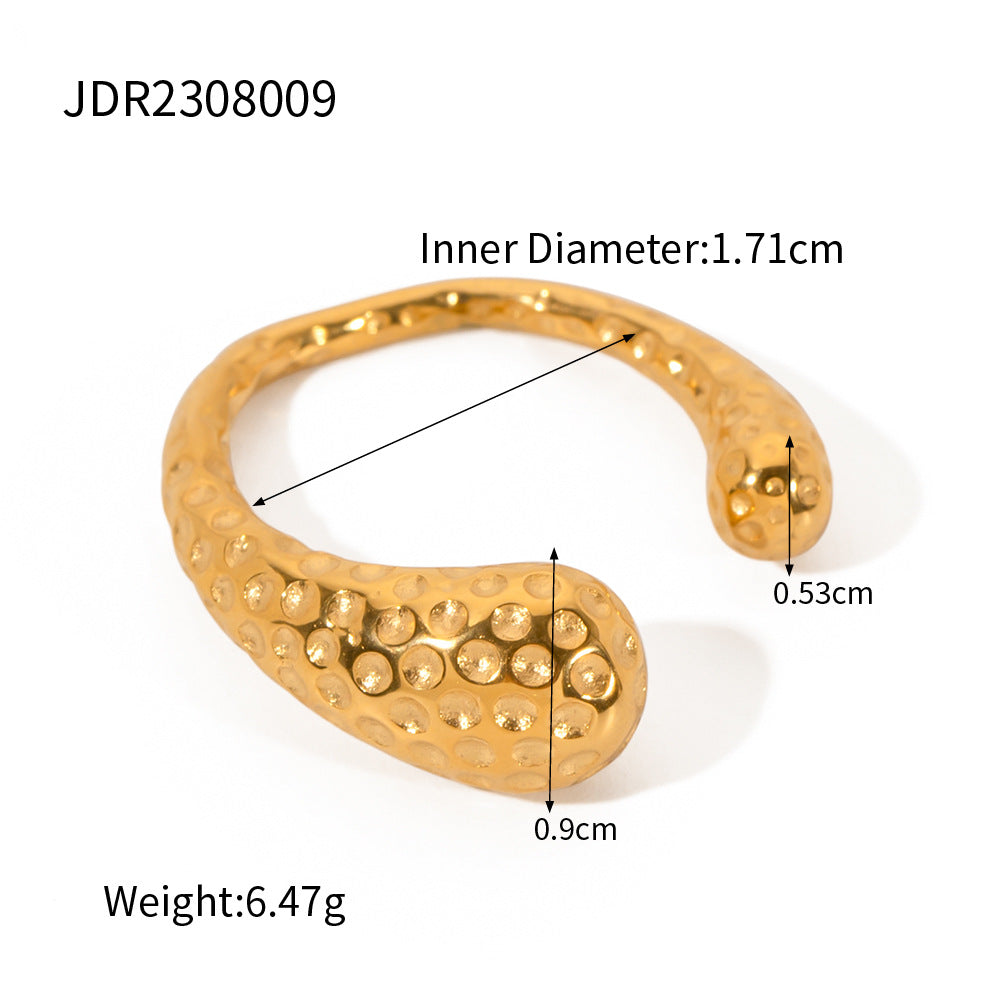 D廠 歐美錘紋不對稱開口戒指「JDR2308009」23.11