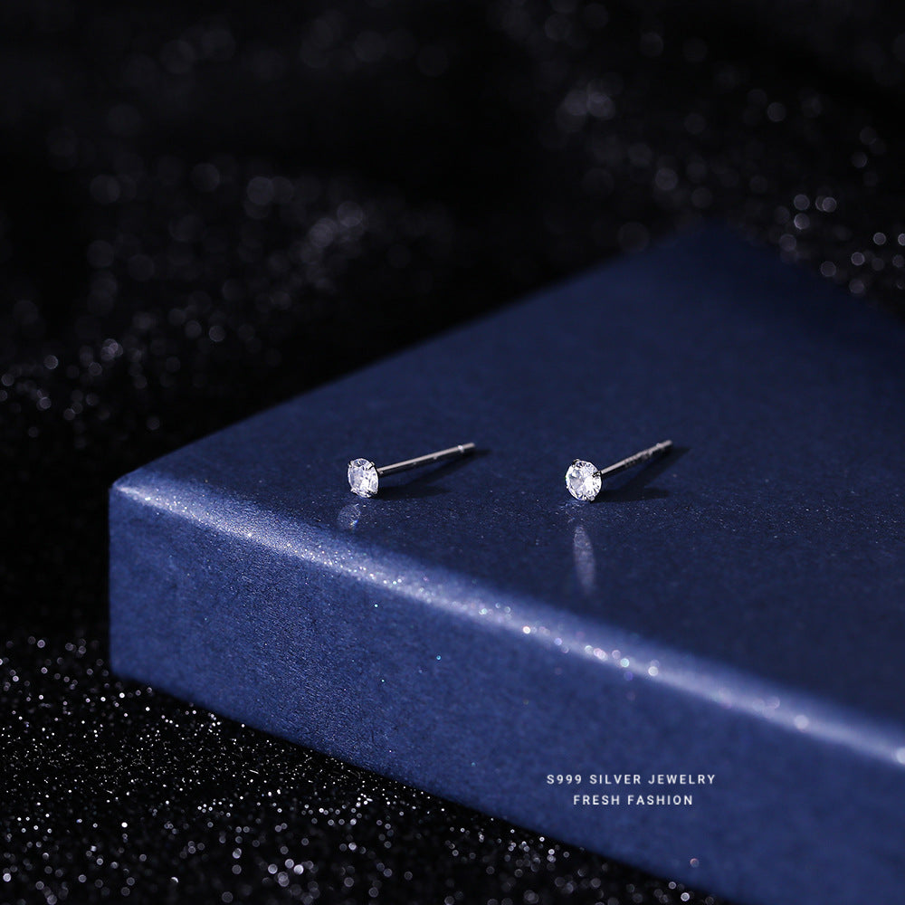 C廠 韓國韓版養耳洞四爪鋯石 S999足銀耳環 批發 折扣@洽客服 26.03.W1「E007」