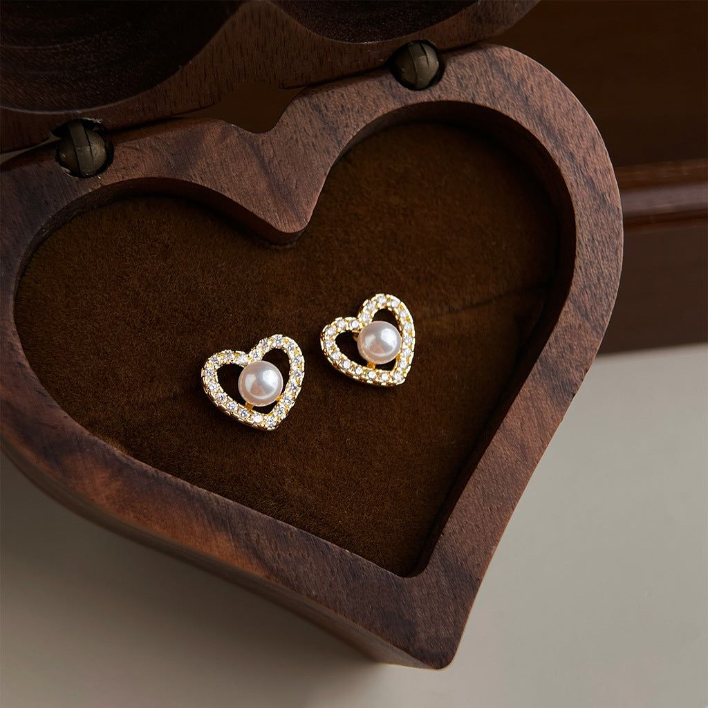 A廠 日韓款小巧愛心珍珠銀針耳環批發 折扣@洽客服 26.04.W3「7315」