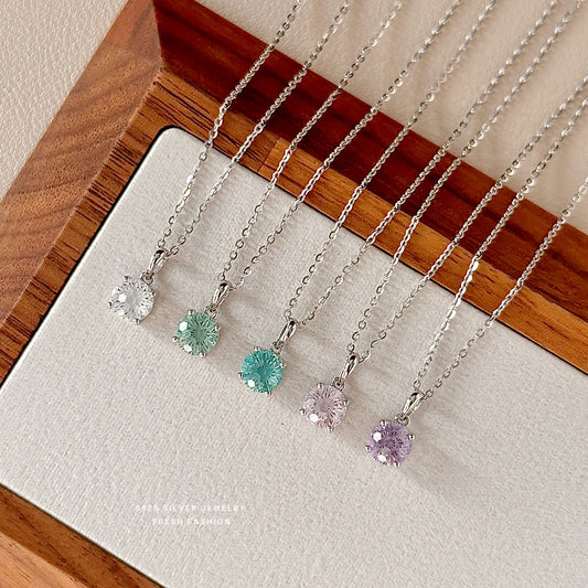 C廠 S925純銀｜四爪煙火彩色鋯石項鍊 批發 折扣@洽客服 25.01.W4「A4869」