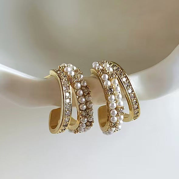 A2廠 韓國韓版鋯石珍珠電鍍14k真金銀針耳環 批發 折扣@洽客服 25.12.W3「HE29348-1」