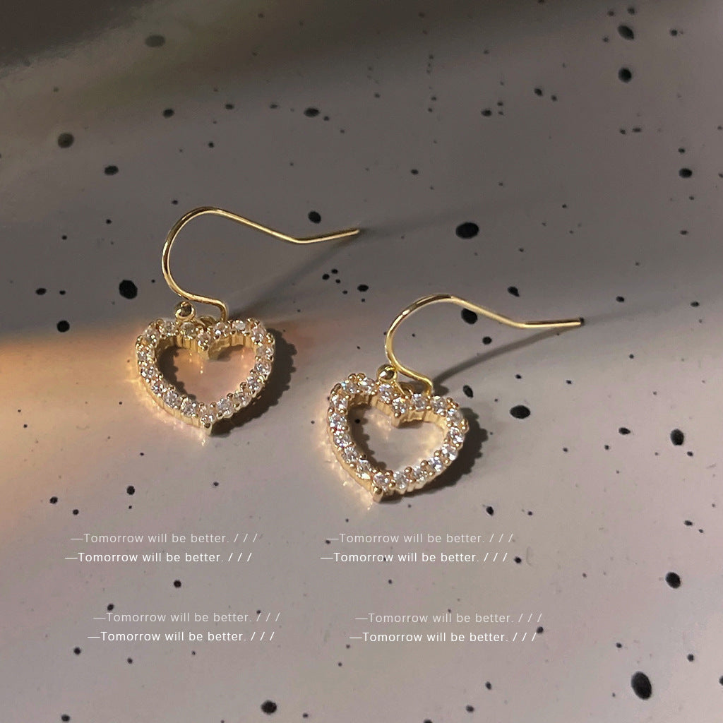 A廠 日韓款 微鑲鋯石愛心 銅鍍14k銀針耳環 批發 折扣@洽客服 25.10.W5「C-584」