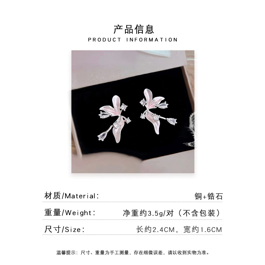 A廠 日韓系珠光滴釉花朵銀針耳環批發 折扣@洽客服 26.10.W3「7883」